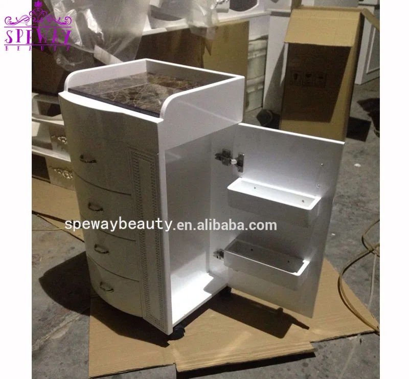 High Quality Customized Size Modern Beaty Salon Furniture Salon Hairdresser Storage Trolley Wooden Pedicure Facial Trolley