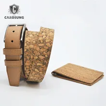 new design cork leather belt wallet split leather belts for men gift set