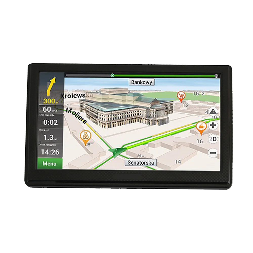 South America Tragbares Auto-Navigator-Satellitennavigationssystem mit Touchscreen und kostenlosen lebenslangen Kartenaktualisierungen GPS-Navigation 128M 4 GB FM Kostenlose Karte 5 Zoll 