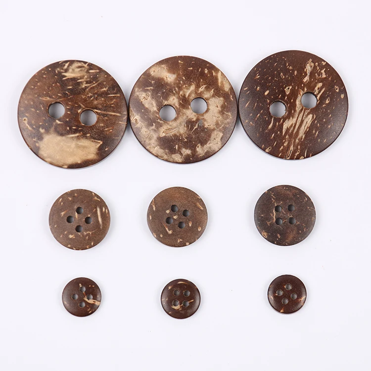 20mm Coconut Shell Buttons 2 Holes Brown Wooden Buttons Bulk