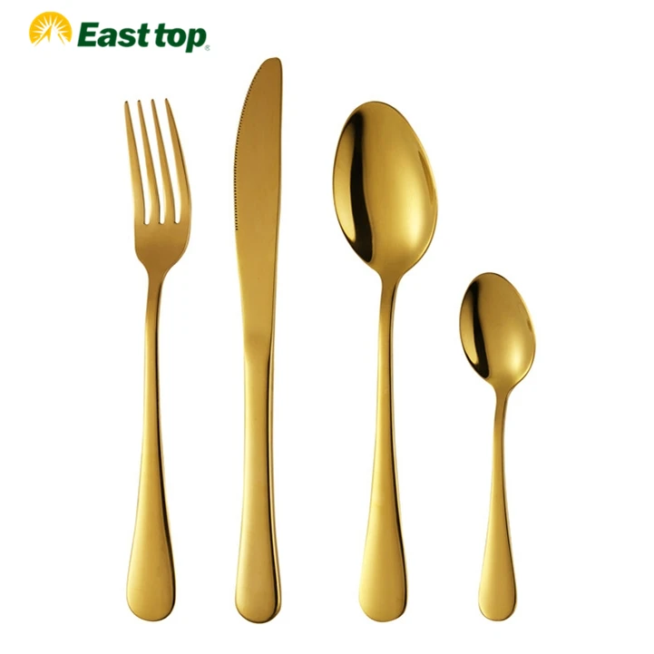 New Dinnerware Luxury High Quality Stainless Steel Spoon Fork Knives 24pcs Gold Flatware Egg