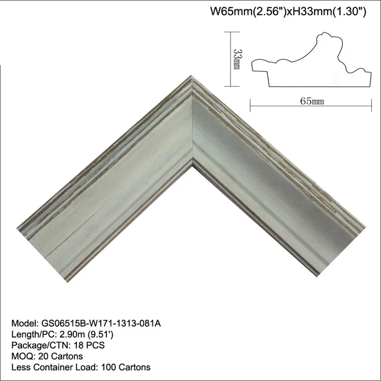 European Embossed Picture Frame Moulding Plastic Molding Picture Frame