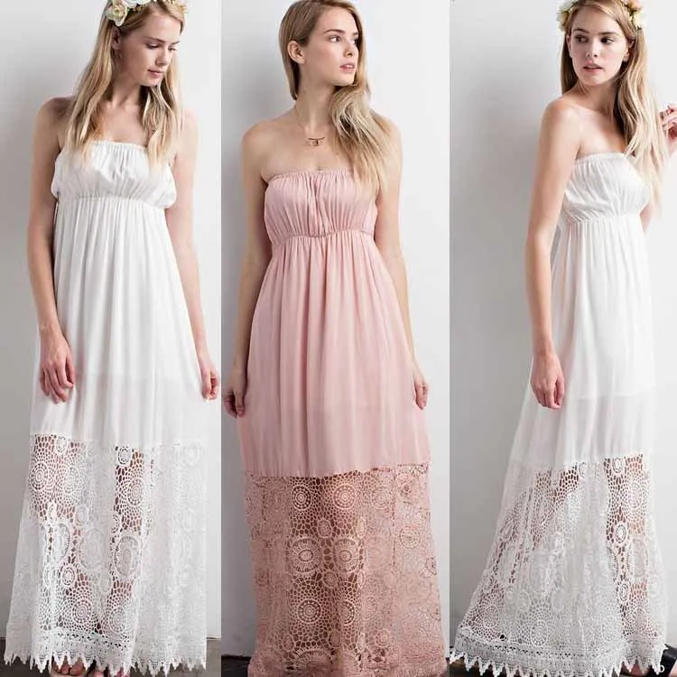 Designer One Piece Party Dress Rayon Polyester Elastic Waist Strapless Crochet Lace Bottom Maxi Long One Piece Dress Images Buy Designer One Piece Party Dress Rayon Polyester Strapless Casual Maxi