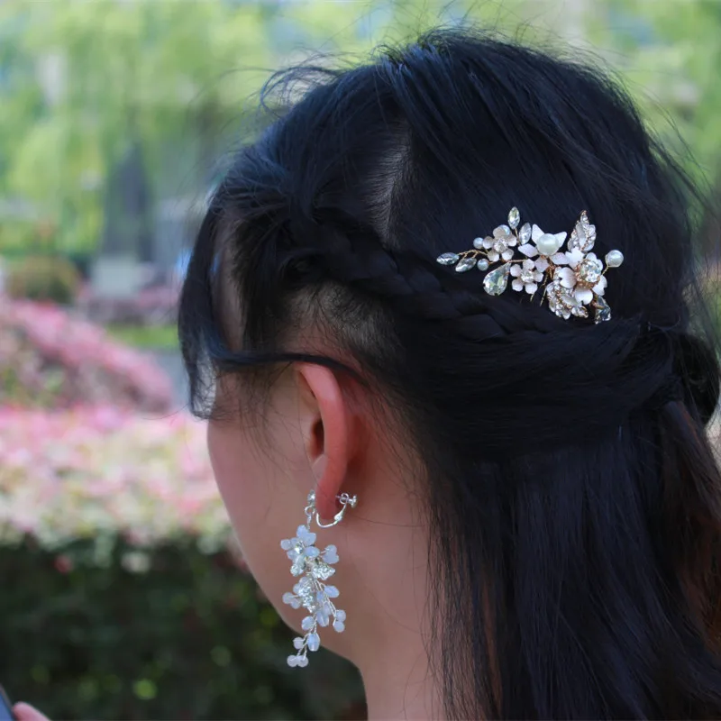 Decorative Metal Wedding Accessory Personalized Rhinestone Flower Crystal Bridal Hair Pin