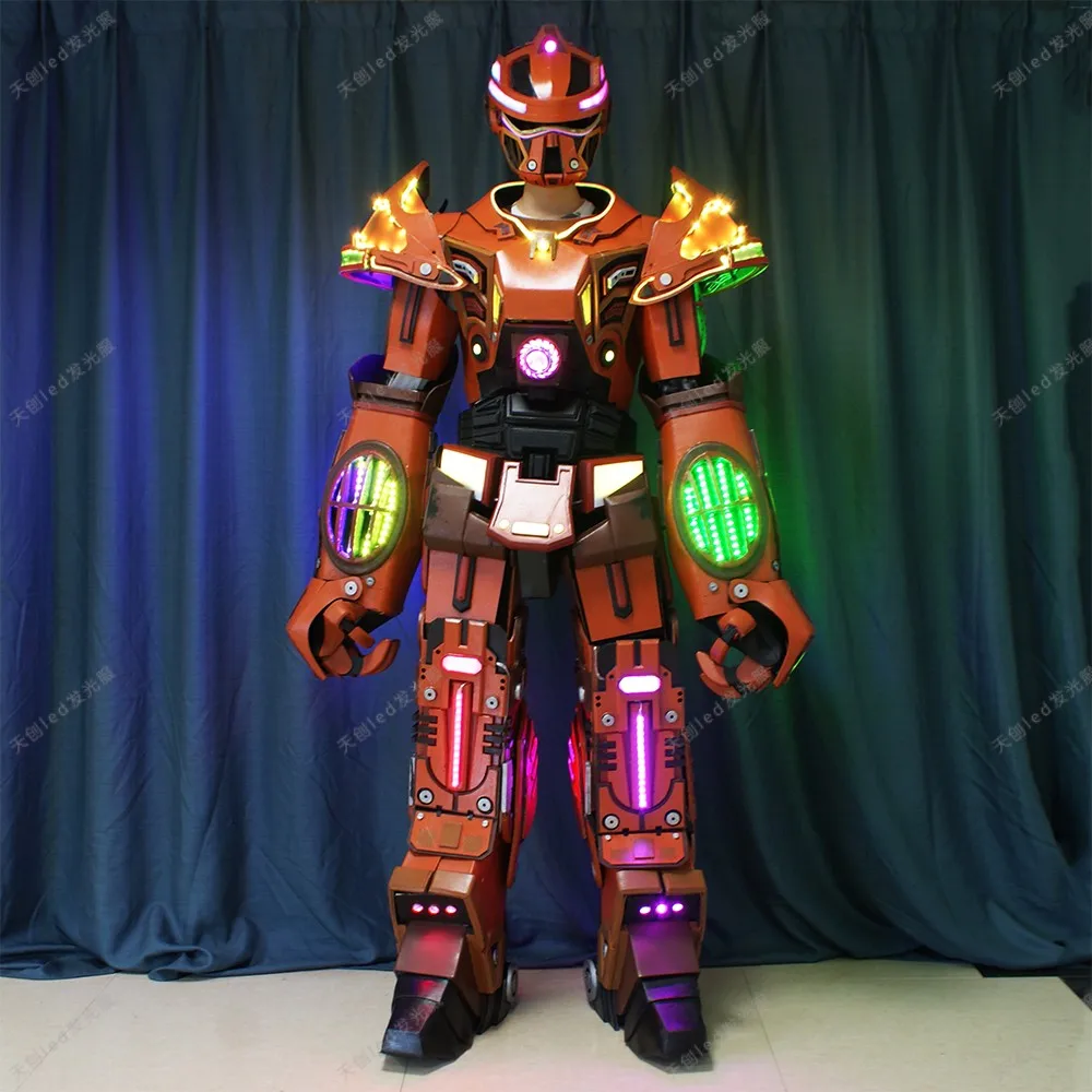 Human Size LED Event Transformer Robot Cosplay Costume Suits Super Size Stilts Amazing Carnival Party Black Carton 1 Piece Sets