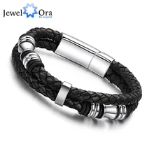 New Fashion Stainless Steel Rope China Men Bracelet Genuine Leather For Men Bracelet Men Jewelry (JewelOra BA101174)