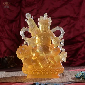 Glass Home Decor Tibetan Vaishravana Buddha Statue Lion Zambala God of Wealth