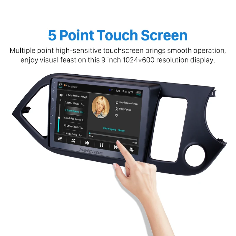 9 Inch Android 11.0 Support Mirror Link Rearview Camera Music  Car Radio GPS Navigation System for 2011-2014 KIA Morning RHD