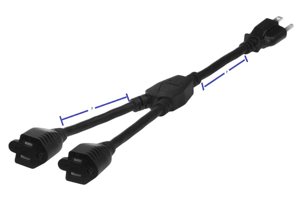 ac extension Cable PVC black us male to female Nema5-15P splitter y type power cord 9