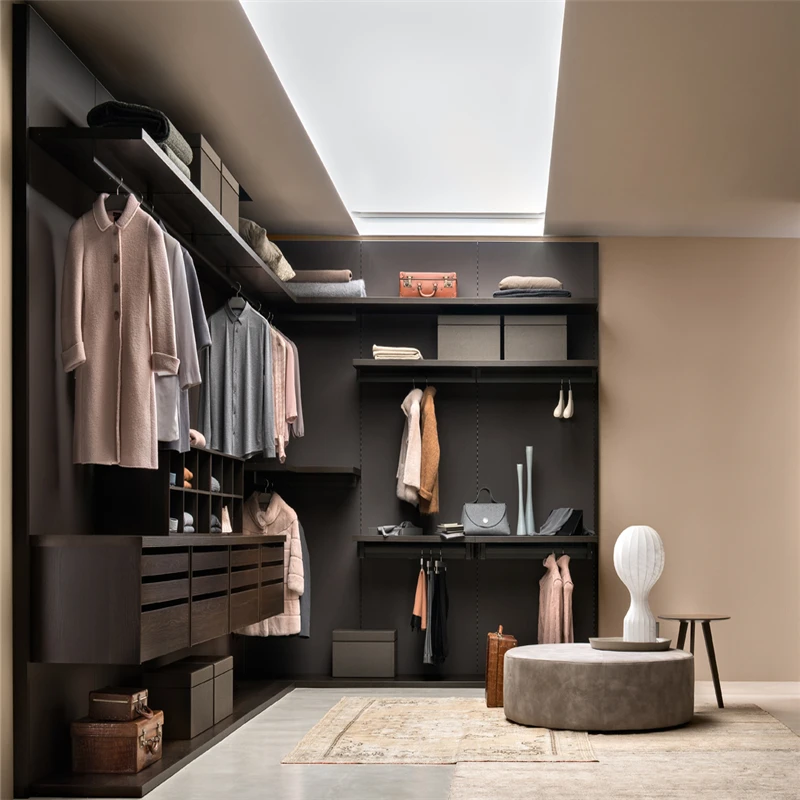 Vermonhouzz модульный шкаф для спальни из черного дуба, винированный Almirah, дизайн с полками