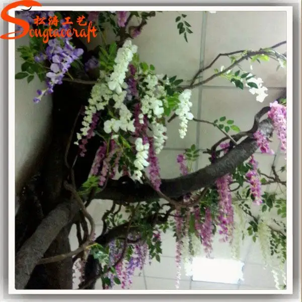 Садовая шелковая ткань искусственный цветок глицинии из стекловолокна большие наружные искусственные ветки для украшения