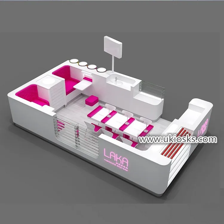 Modern Design Nail Kiosk Design Nail Kiosk in Mall Manicure Counter Modern Nail Art Service Counter Salon Booth for Sale