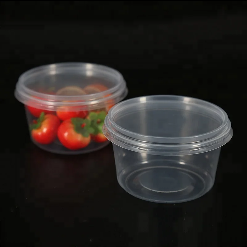480ml Disposable pp Material clear Round Plastic Food Container with Lid