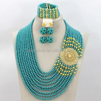 10 Rows Design Nigerian Wedding African Beads Jewelry Set Costume Jewelry Sets 18K Gold Plated Wedding Crystal Jewelry