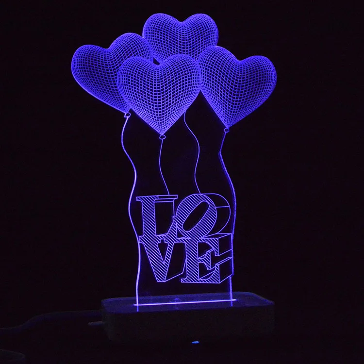 Новый креативный 3d иллюзионный светильник, светодиодный датчик для домашнего ночного освещения