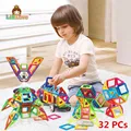 32PCS Regular Enlighten Bricks Educational Magnetic Designer Toy Square Triangle DIY Building Blocks Bricks Toys for