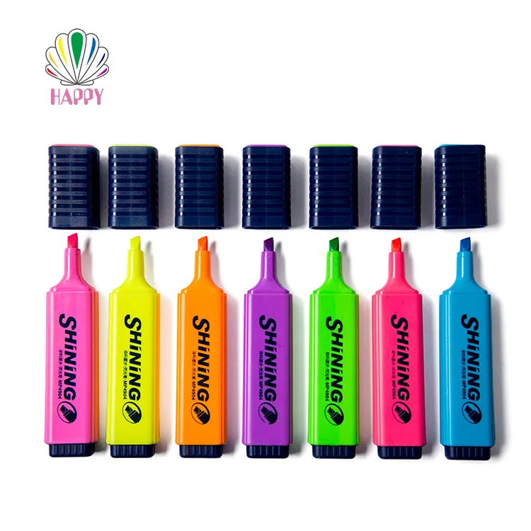 Colored Sharpie Marker Pen Highlighter Rainbow Customized Logo Set HAPPY Office & School Markers Stamp Highlighter Custom Shape