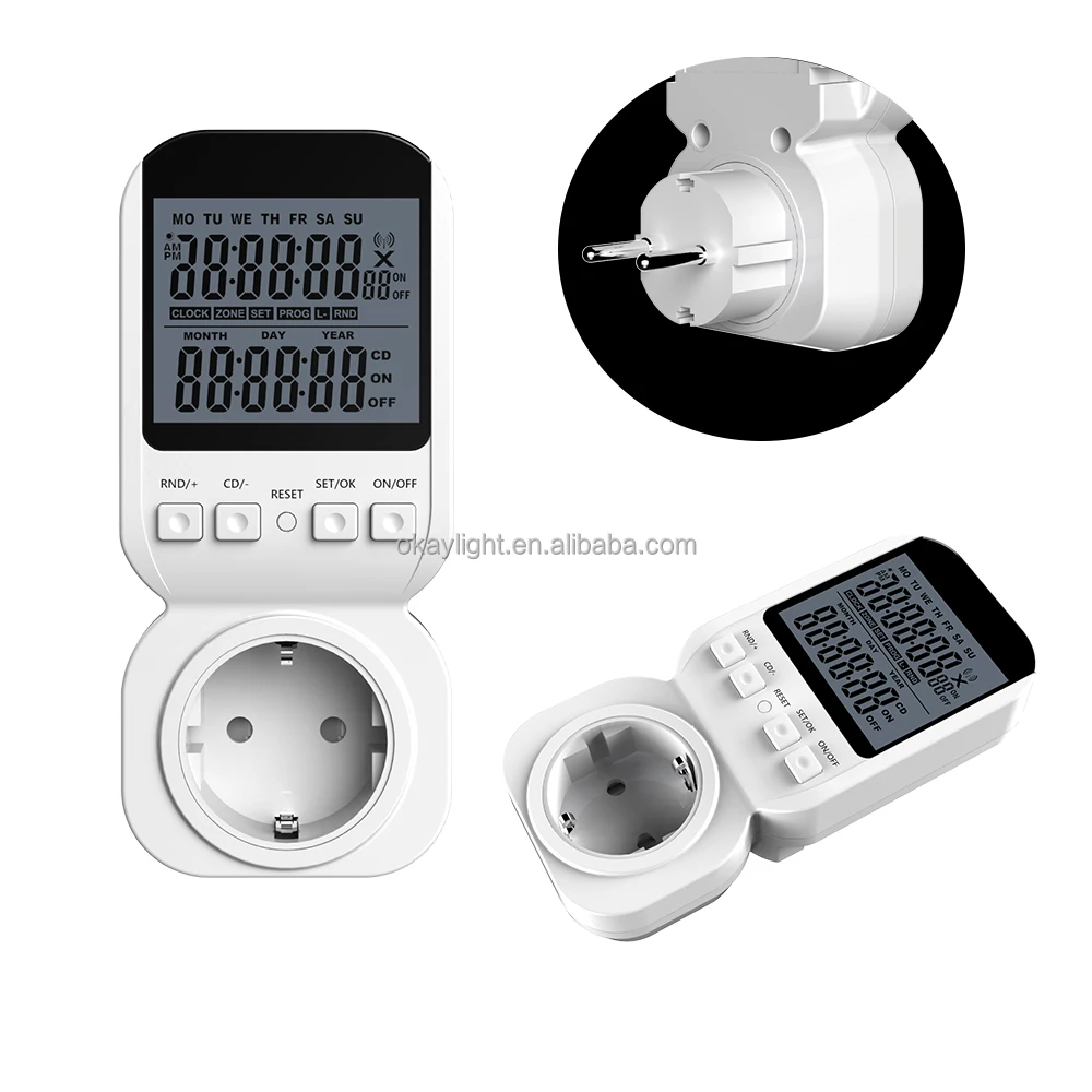 2 x numérique affichage lcd électronique uk plug-in minuterie programmable interrupteur socket