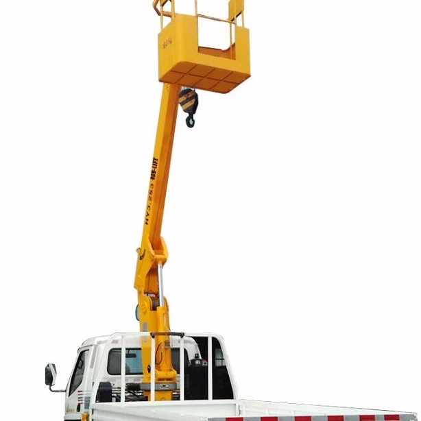 Dubai Pickup Truck Lift Mobile Basket Crane for Sale 2 Sections Telescopic Boom Dongfeng Engine 5T Rated Load 2050KG 20mpa 850MM