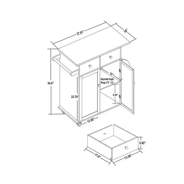 Классическая деревянная мебель Кухонная Тележка с ящиками для кухонного инструмента
