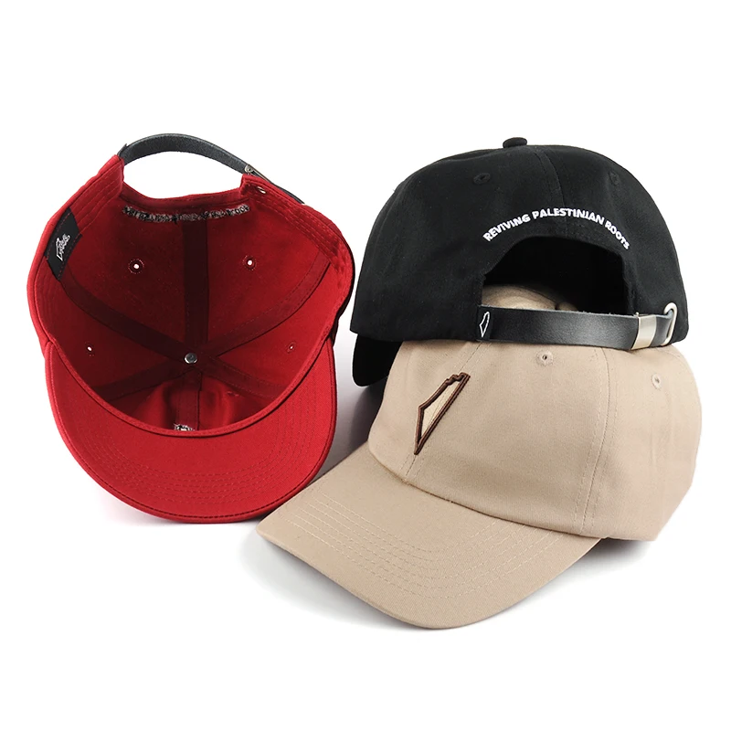 Custom leather strap embroidered logo simple baseball dad hats cap bulk,wholesale dad hat and cap