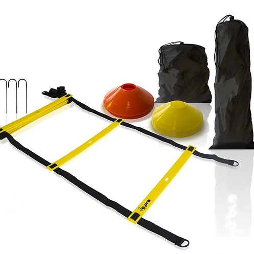 Durable Agility Ladder Set with Pins and Drawstring Bag for Outdoor Sports Training BUYGOO 6m Agility Speed Training Ladder and Cones 12 Rung Football Speed Ladder and Cones for Kids and Adult 