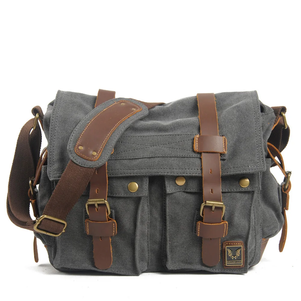 Mens Single  Shoulder Canvas Crossbody Sling Satchel Bag