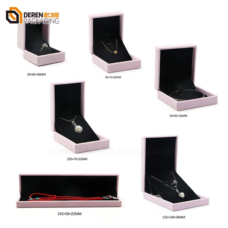 Custom Pink Velvet Jewellery Boxes Wholesale Bracelet Necklace Earring