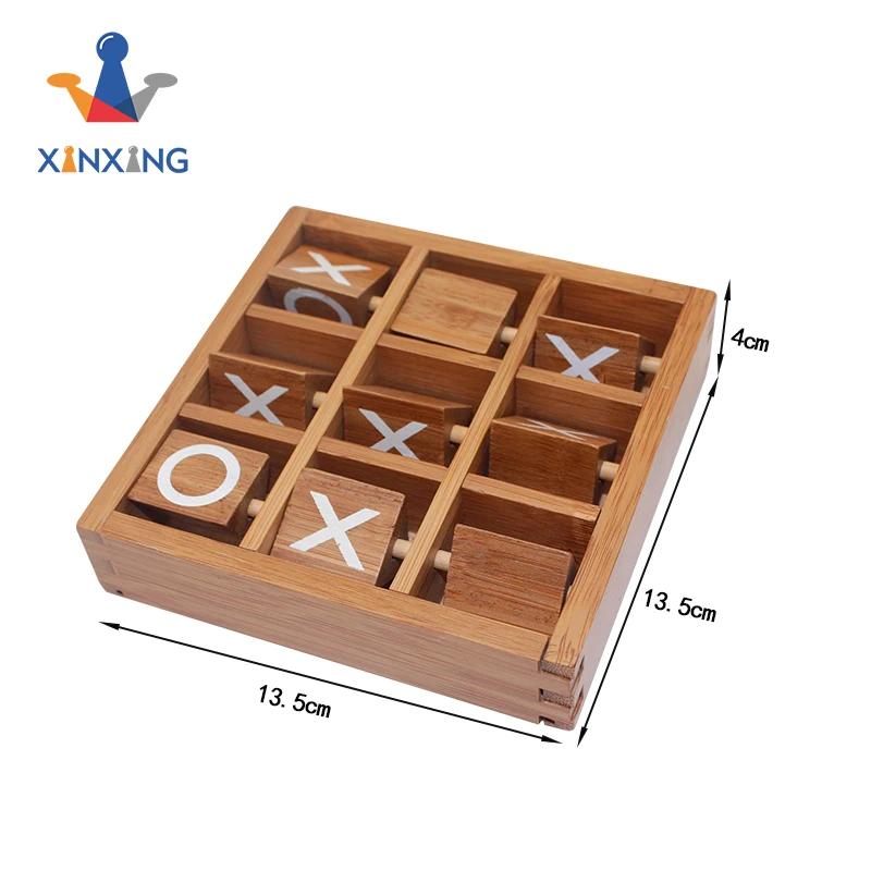 Tic Tac Toe Wooden Board Games Noughts and Crosses Family Travel Game