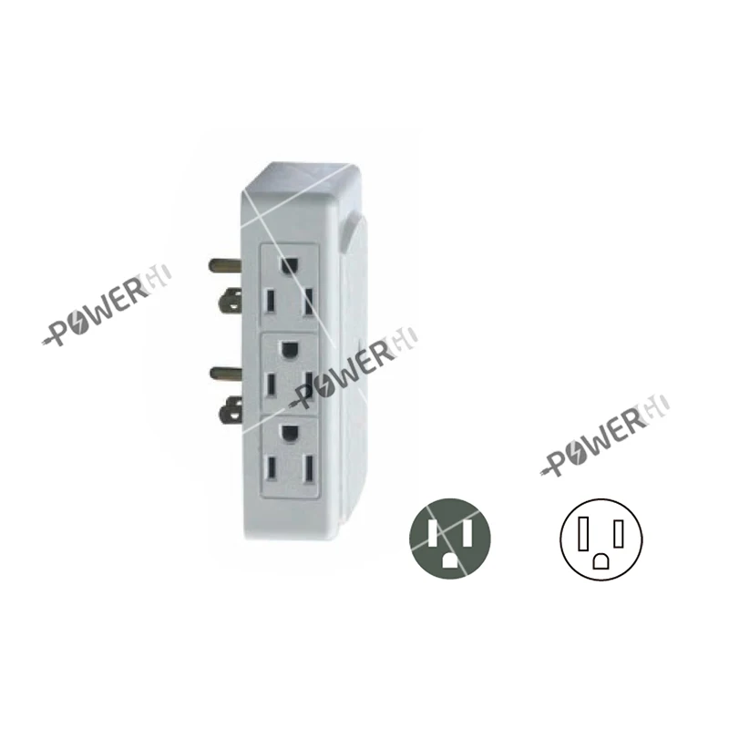 lot of 2 Side Entry 6 Way Electrical Socket Outlet Wall Tap Adapter w/Breaker UL 