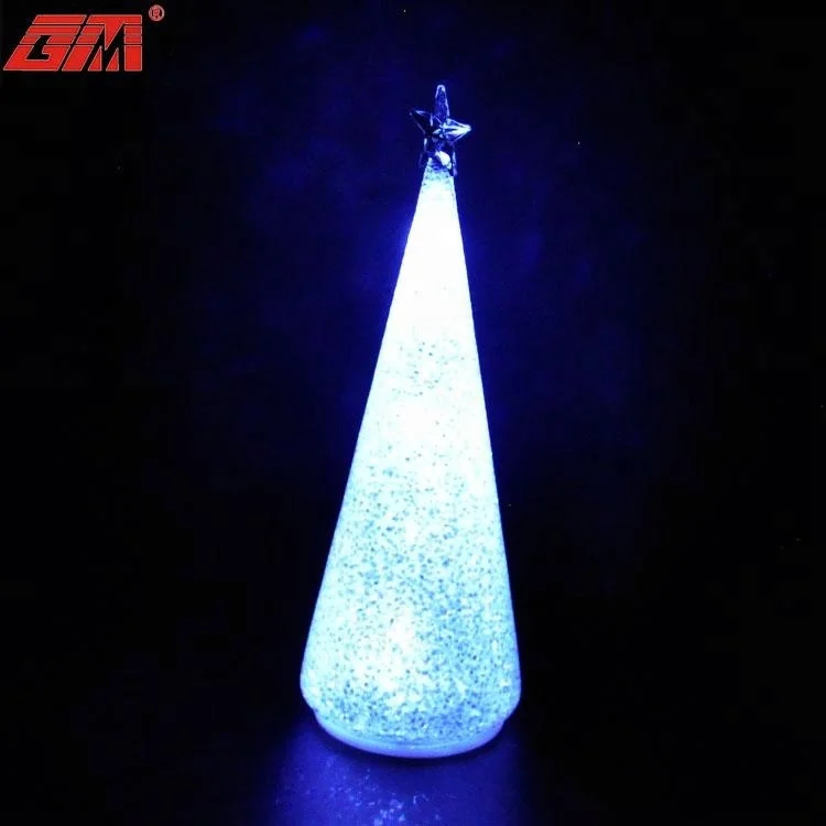 New arrival glass Christmas tree decoration with glitter and LED  inside for xmas decor tabletop christmas trees custom form ch supplier