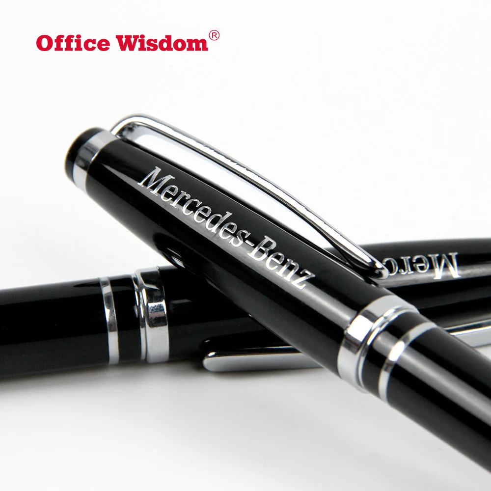 Business Promotion Gift High End Classic Black Metal Roller Ball Pen with  Silm Gel Rolling Ball Refill Waterproof Ink Fine Tip