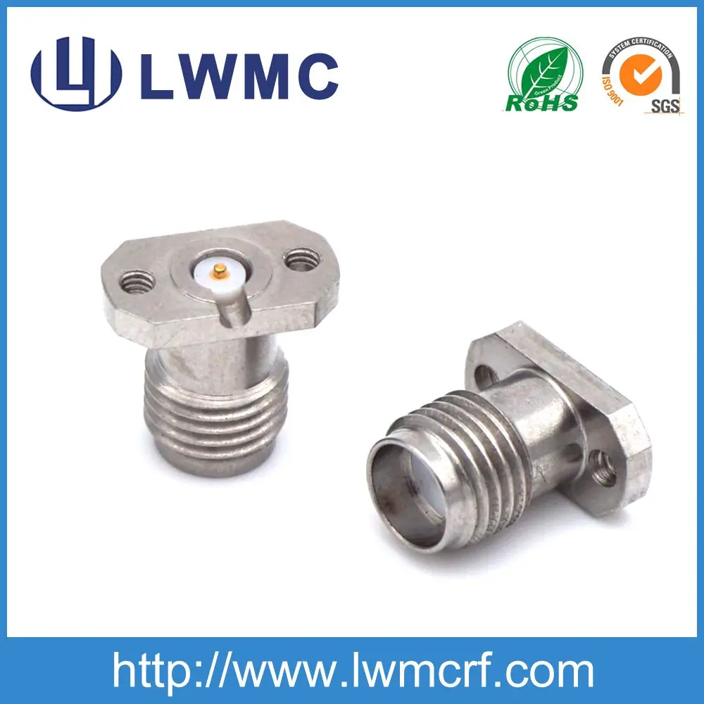 RF connector SMA female 2 holes flange mounted receptacle