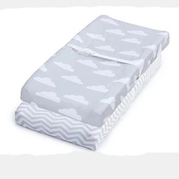 Amazon new trending best sale 100% jersey knit cotton baby changing pad cover with unisex clouds and chevron design