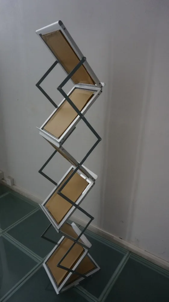 Custom Perforated Sheet Metal Hook Zig Zag Brochure Stand Magazine Display Stand