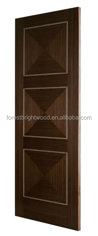Modern Ebony Walnut Flush MDF Doors for Interiors Waterproof Wooden Internal Doors for Living Room Bedroom Villa Apartment