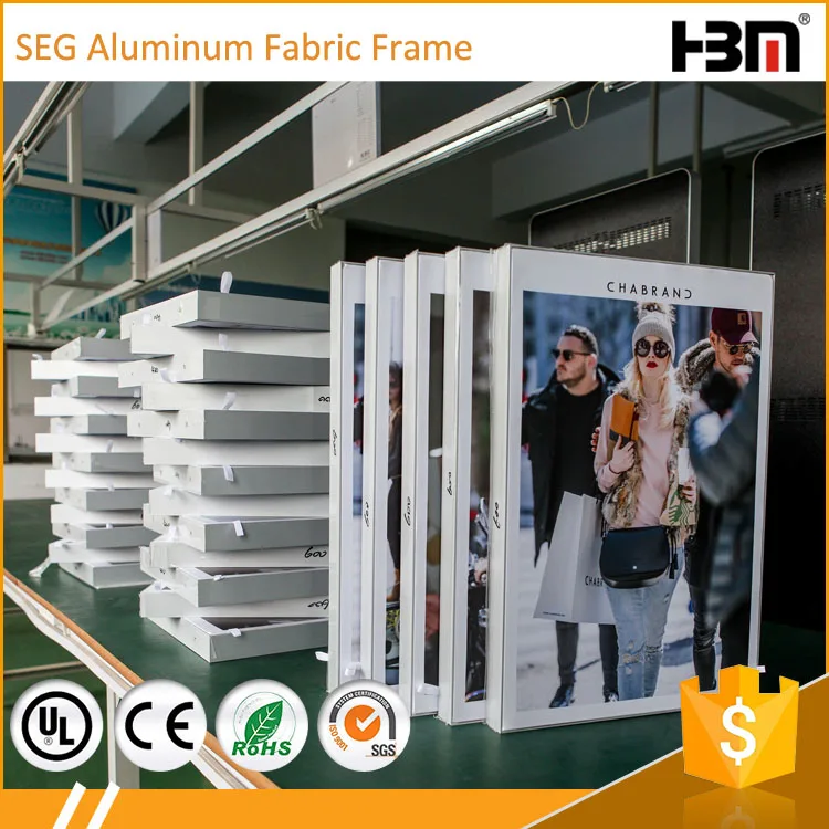 65mm Depth Seg Aluminum Extrusion Profiles Frameless Fabric Lightbox Frame Silver Color  Certified Decorations