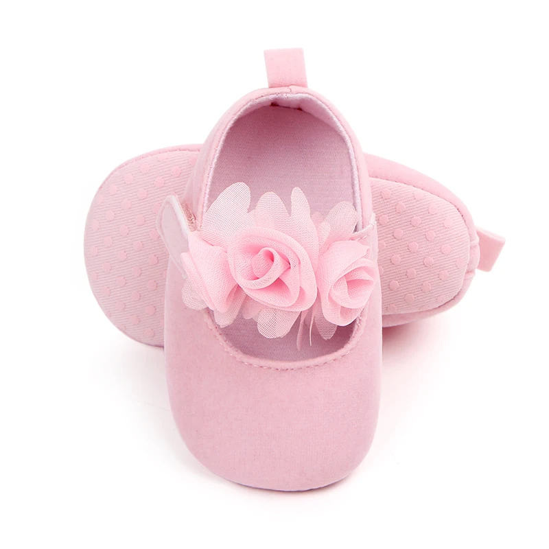 Wholesale Cheap Baby Girls Soft Sole Floral Mary Jane Flats Infant Princess Prewalkers Toddler Wedding Dress Shoes manufacture