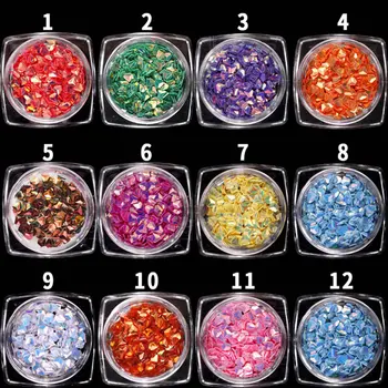Hot Popular Shinning 12 Colors Private Label Rhombus Shape Nail Art Sequins Glitter For Nail Art Decorations