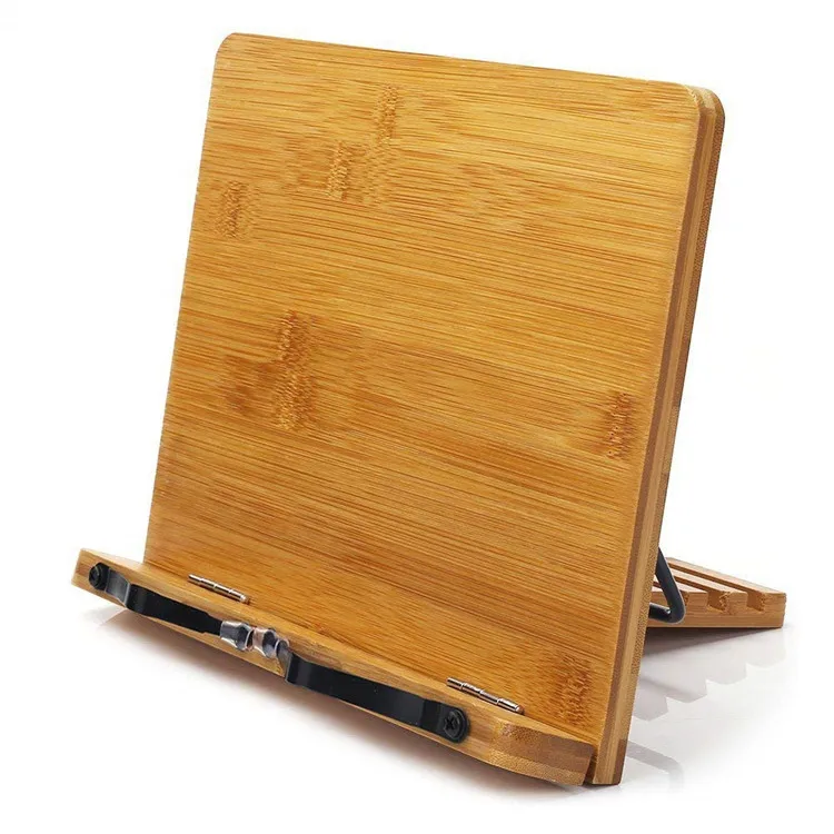 Adjustable Textbook  Reading Book  Wood Bamboo Tablet Cookbook Book Stand