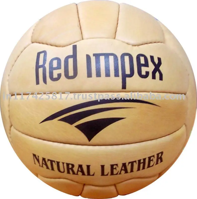 18 Panel Soccer Ball Natural Leather Ball Standard Size & Weight Soccer