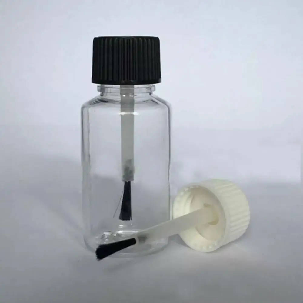 20ml Transparent Pet Plastic Bottle with Brush Lid Glue Brush Touch up Bottle