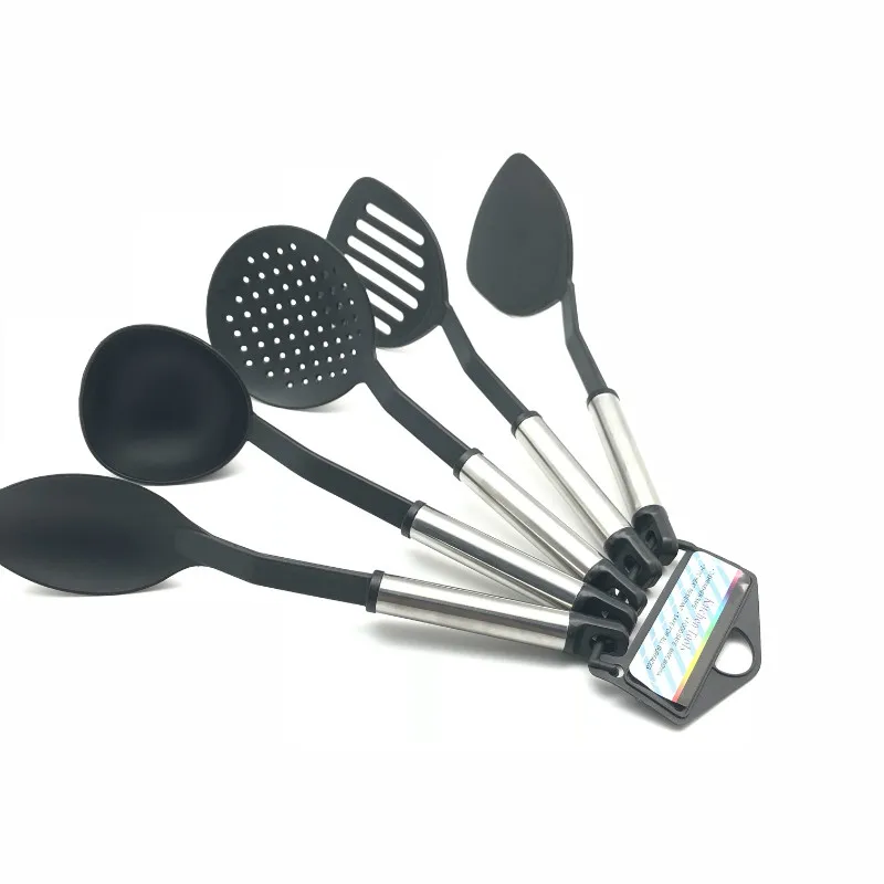 Stainless Steel and Nylon 5-piece Kitchen Utensil Tool Set - On