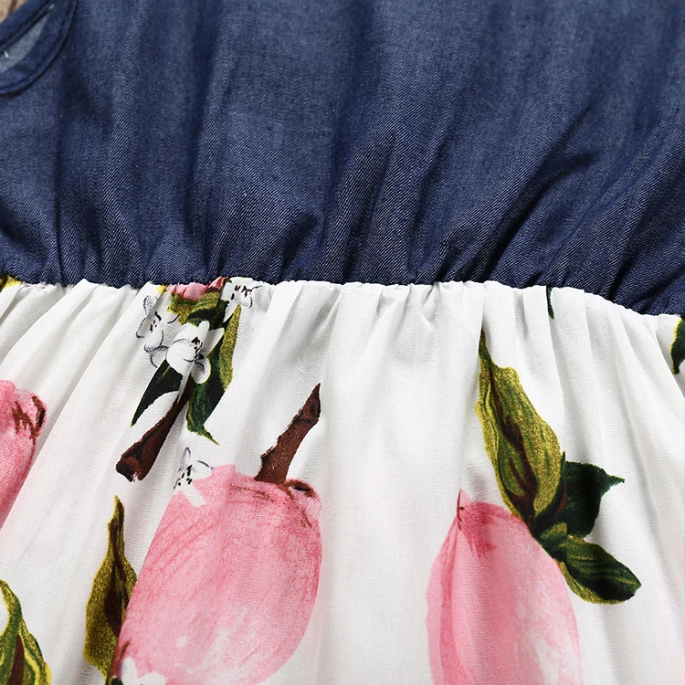 Летние платья для девочек, детские футболки с круглым вырезом и платье из денима без рукавов в стиле пэчворк для девочек высокого качества; Праздничное платье; Для возраста 6 лет летнее платье для девочек пляжные платья