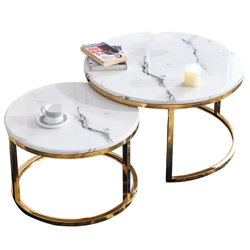 2 Pieces Modern White Marble Top Round Gold Coffee Table Nesting Table Buy Coffee Table White Round Marble Coffee Table Coffe Table Marble Product On Alibaba Com