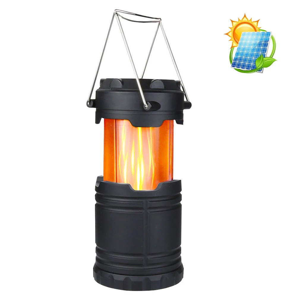 Newest zoom camping lamp outdoor led solar camping lantern light with flame