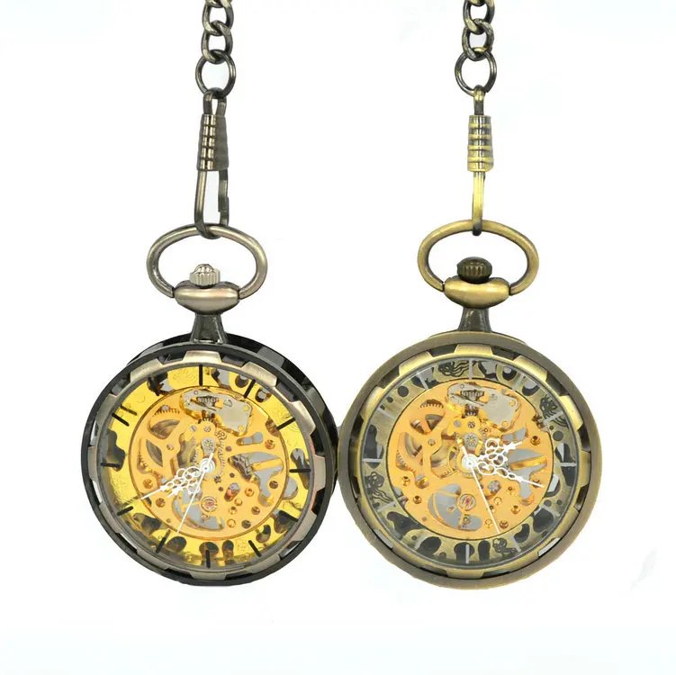 Антикварные Механические карманные часы-скелетоны с открытым лицом, карманные часы с ручным заводом