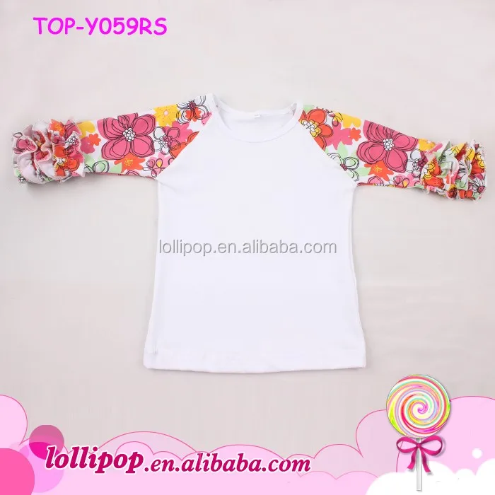 
 Лидер продаж, из искусственного меха, для малышей, 3 / 4 рюшами одежда для детей оптовая продажа высококачественных печатных, с оборками и блестками, с рисунком в виде клевера-рукав реглан 95% хлопковая футболка  