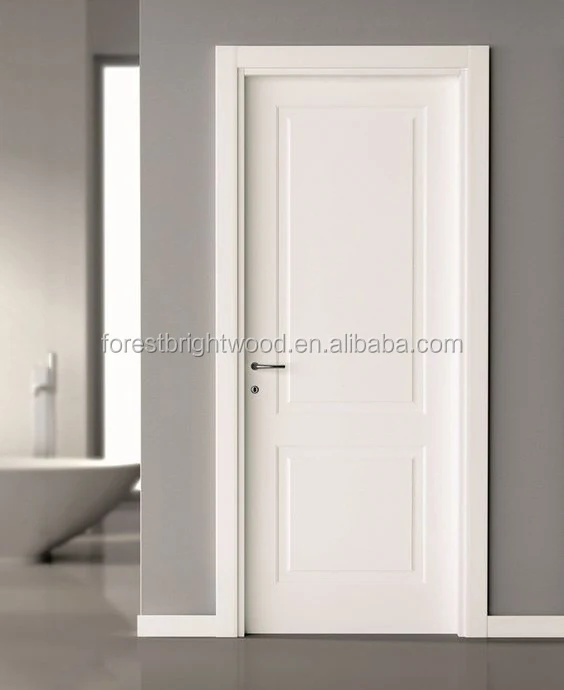 Modern 2-Panel Primed Interior Doors with Simple Carving Design Made of MDF for Hotels