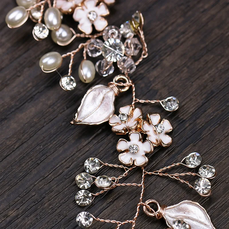 HSS6115 розовые золотые цветочные аксессуары для волос для женщин на свадьбу оптом Кристальные свадебные аксессуары для волос